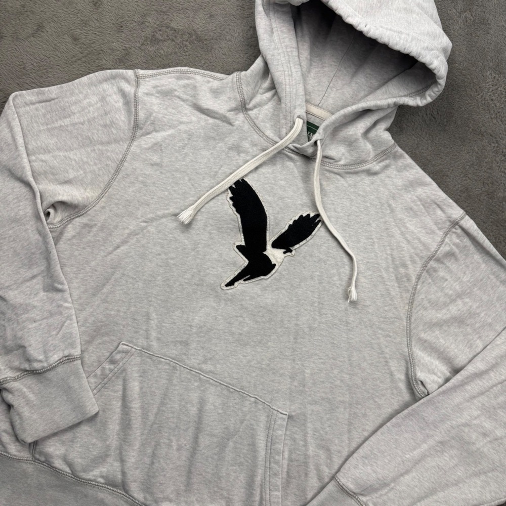 American Eagle Hoodie Mens Medium Gray Excellent Eagle Applique Pullover